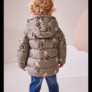 New 
Brown Bear Print Shower Resistant Padded Puffer Coat